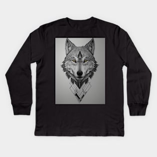 Wolfie Geometric Tatoo Kids Long Sleeve T-Shirt